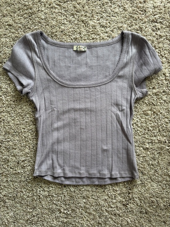 Free People Tops - Free People Scoop-Neck Short Sleeve Top - Purple